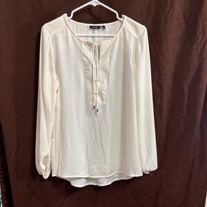 Apt. 9 Ivory Blouse with Tie Neck